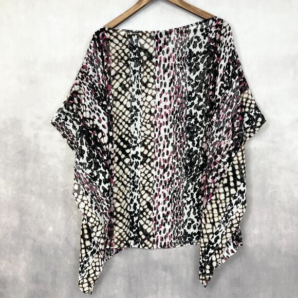 Bisou Bisou Women Tunic Top Poncho Size XLarge Animal Print Sheer Mob Wife Flowy - Picture 5 of 8